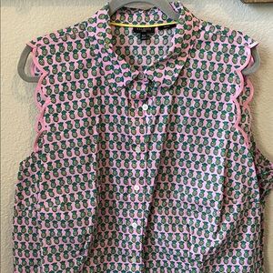 Talbots Pink and Green Pineapple Print Top 18W